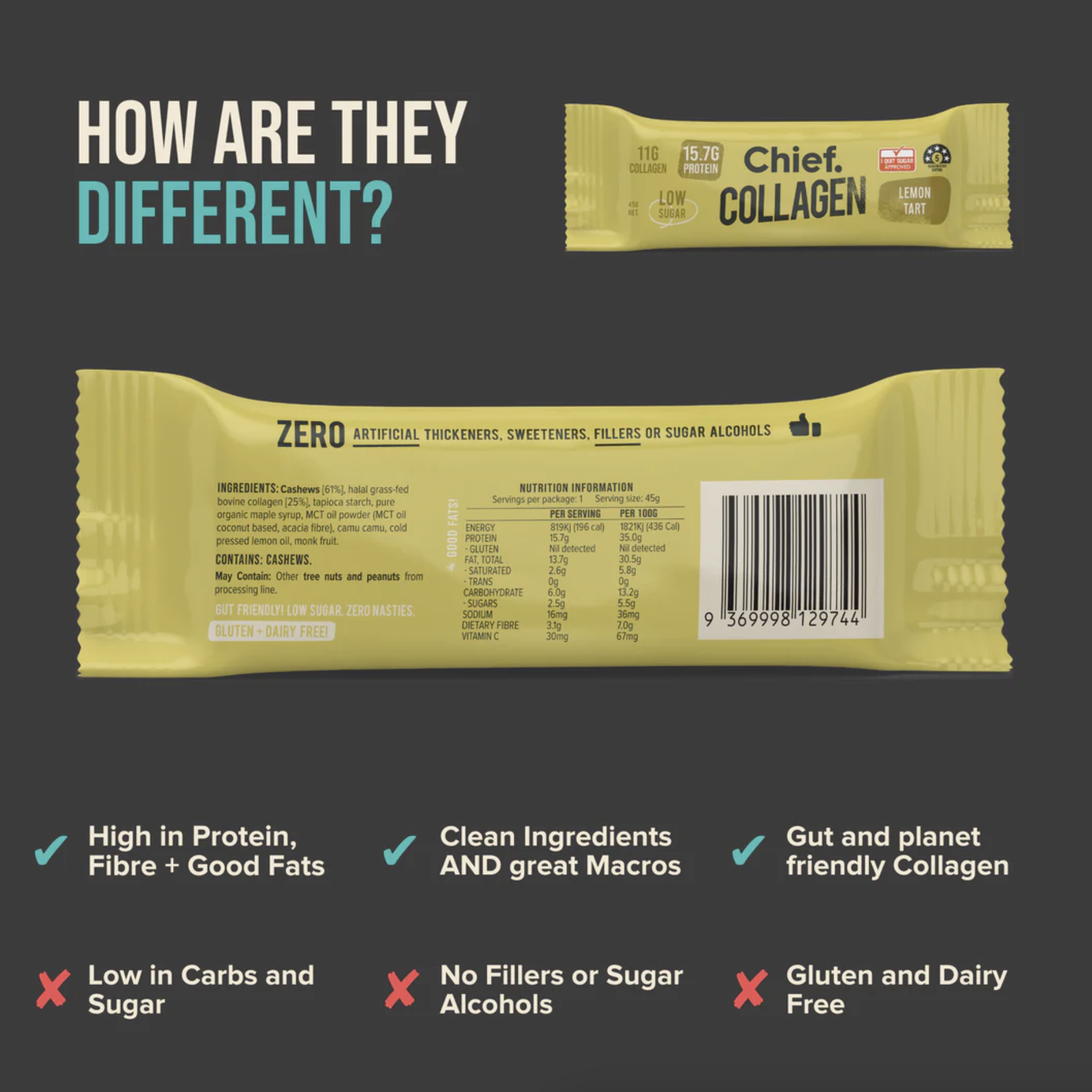 Lemon Tart Collagen Protein Bar - Chief x 12